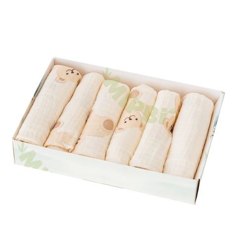 Set 6 khăn sữa nhăn 2 lớp Mipbi