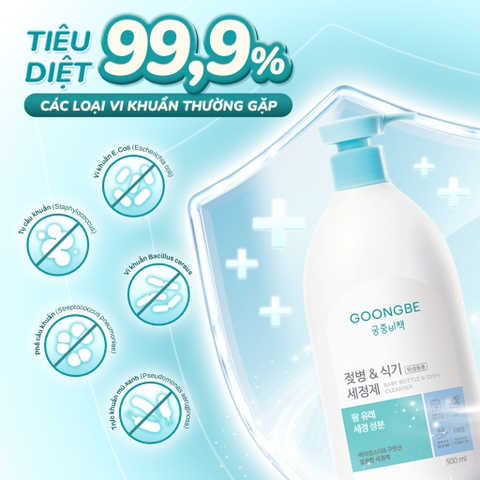 Nước Rửa Bình Sữa và Trái Cây Khử Mùi Kháng Khuẩn GOONGBE 500ml