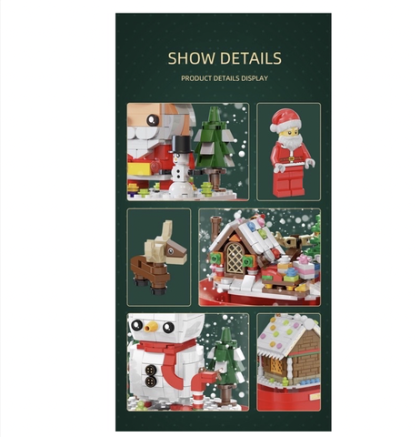 Bộ ghép hình hộp quà Noel phun tuyết kèm nhạc