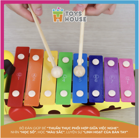 Đồ chơi đàn gỗ kết hợp xe kéo hình cún Toyshouse 1152