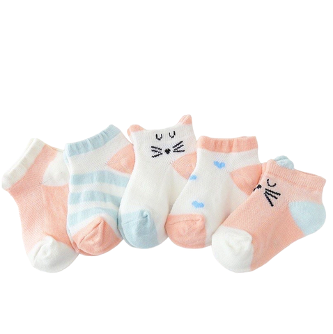 Set 5 đôi tất lưới hình thú cổ thấp