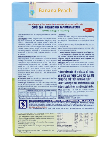 Bột ăn dặm Hipp vị Chuối Đào (4 tháng+)