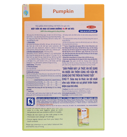 Bột ăn dặm Hipp vị Bí Ngô, sữa (6 tháng+)