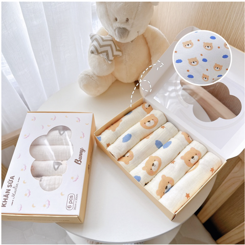 Set 6 khăn sữa nhăn BUNNY