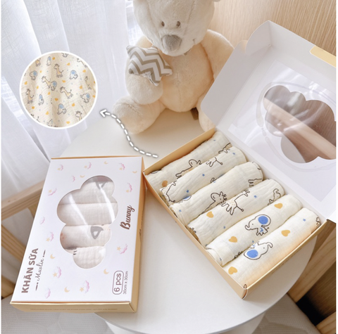 Set 6 khăn sữa nhăn BUNNY