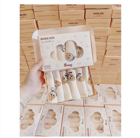Set 6 khăn sữa nhăn BUNNY