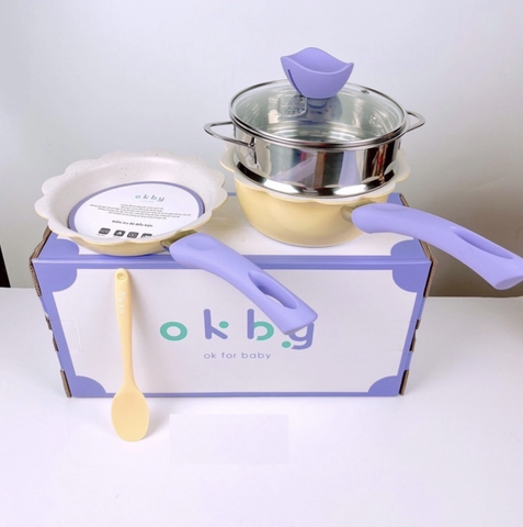 Bộ nồi chảo đá hoa tím okby