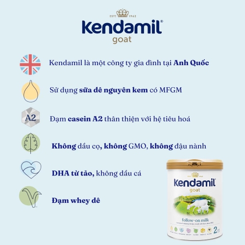 Sữa Kendamil Goat Dê đạm A2 800g số 2 (6-12 tháng)