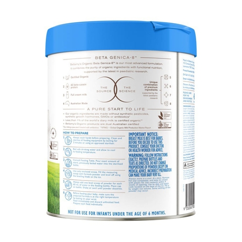 Sữa hữu cơ BELLAMY'S ORGANIC A2 số 2 800g (6 - 12 tháng)