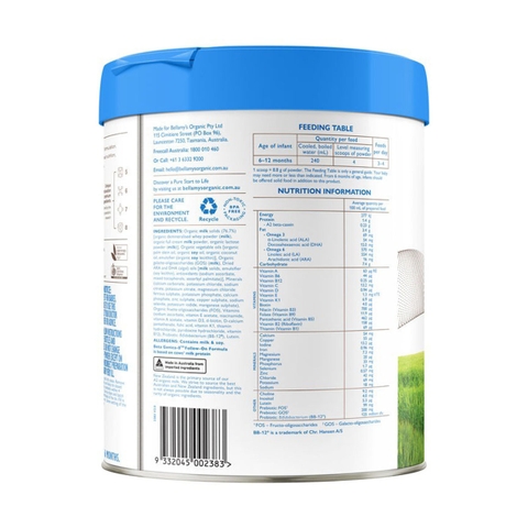 Sữa hữu cơ BELLAMY'S ORGANIC A2 số 2 800g (6 - 12 tháng)