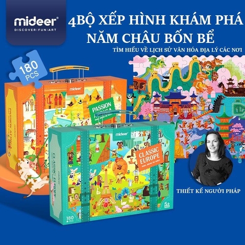 Bộ vali ghép hình châu lục Mideer (5 tuổi+)