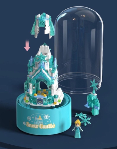 Bộ ghép hình Lâu Đài Tuyết có đèn nhạc, phun tuyết.