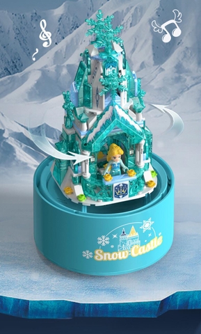 Bộ ghép hình Lâu Đài Tuyết có đèn nhạc, phun tuyết.