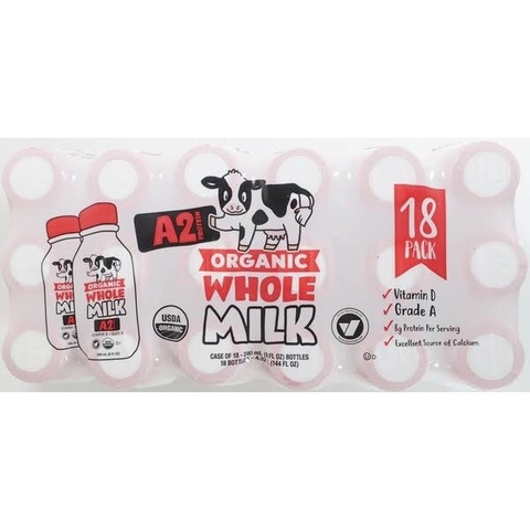 (Lốc 18h) Sữa tươi Organic Whole Milk A2 Mỹ
