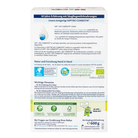 Sữa Hipp Combiotik nội địa Đức 600g số 1 (0-6 tháng)