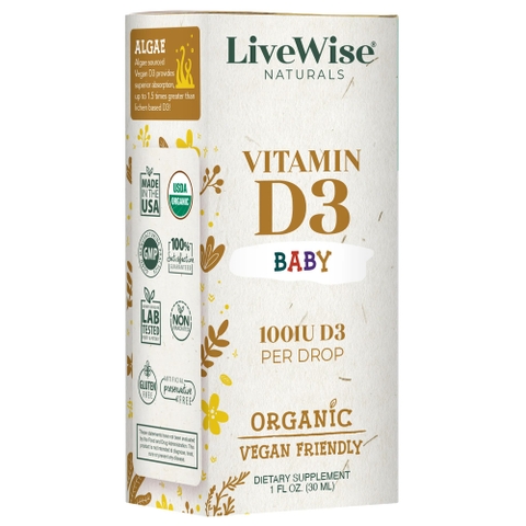 Vitamil D3 hữu cơ Livewise Mỹ dạng nhỏ giọt (0 tháng+)