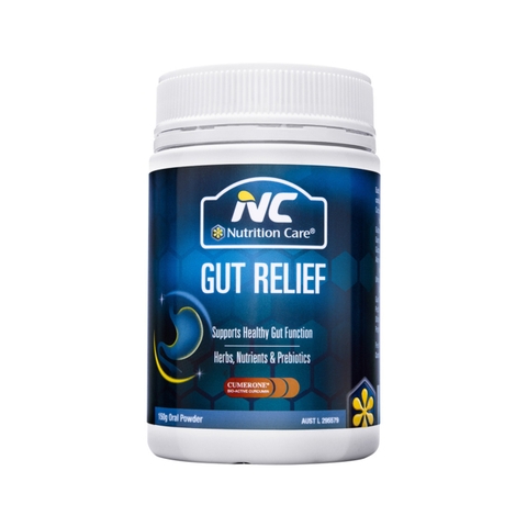 Tinh bột nghệ Nutrition Care Gut Relief giúp chống đầy hơi, khó tiêu cho dạ dày.