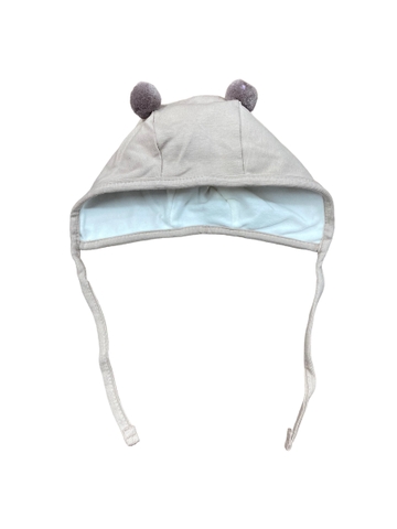 Mũ cotton trơn 2 quả bông có dây buộc