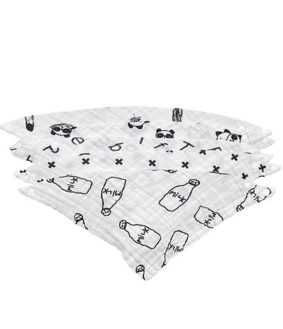 Set 5 yếm xô 4 lớp Họa tiết đen trắng