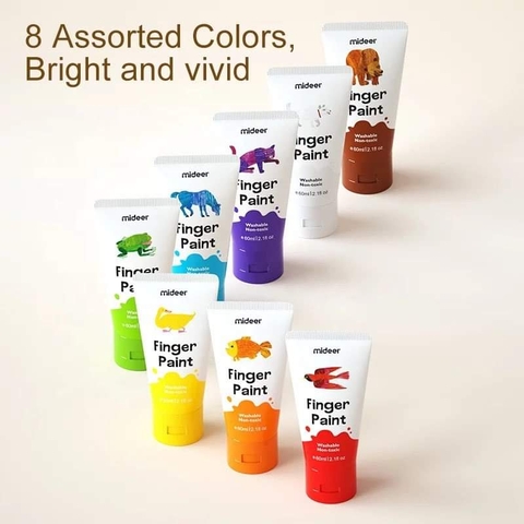 Bộ 8 màu vẽ tay Mideer Finger Paint (3 tuổi+)