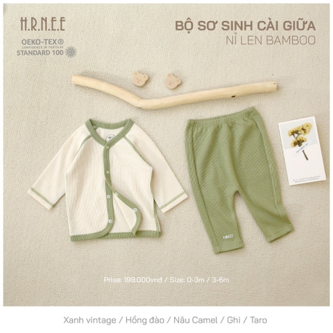Bộ SS cài giữa nỉ len Bamboo Xanh HRNEE