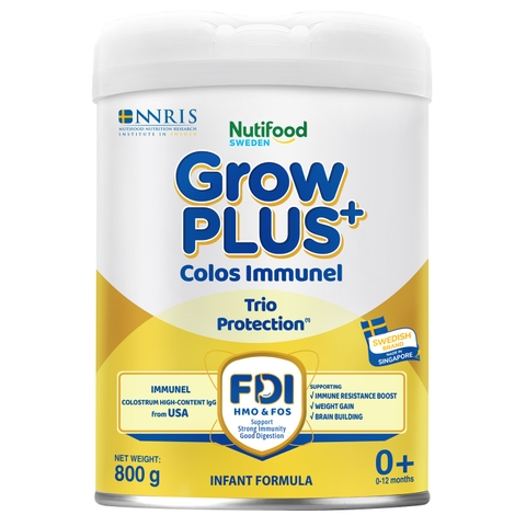 Sữa bột Nutifood Grow Plus Colos Immunel vàng nhạt 800g