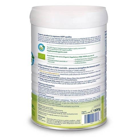 Sữa HiPP Organic Combiotic số 2 800g (6-12 tháng tuổi)