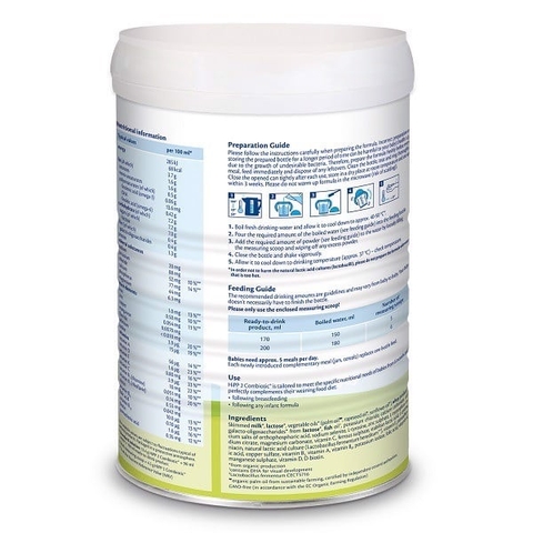 Sữa HiPP Organic Combiotic số 2 800g (6-12 tháng tuổi)