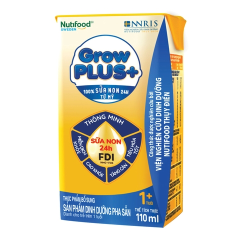 (Lốc 4h) Sữa uống dinh dưỡng Nutifood GrowPLUS+ 110ml (Vàng)