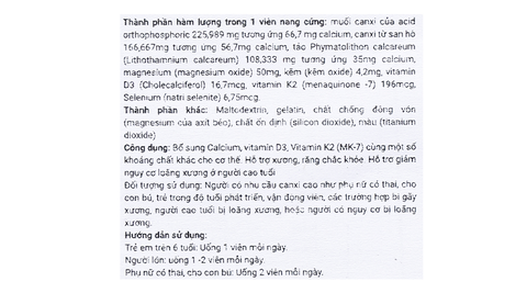 Viên uống bổ sung canxi Menacal