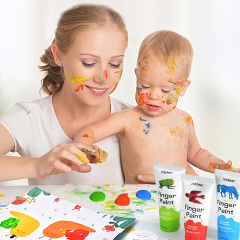 Bộ 8 màu vẽ tay Mideer Finger Paint (3 tuổi+)
