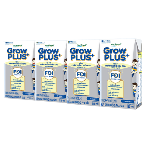 Sữa nước Nutifood Grow Plus bạc 4hx110ml(1 tuổi+)