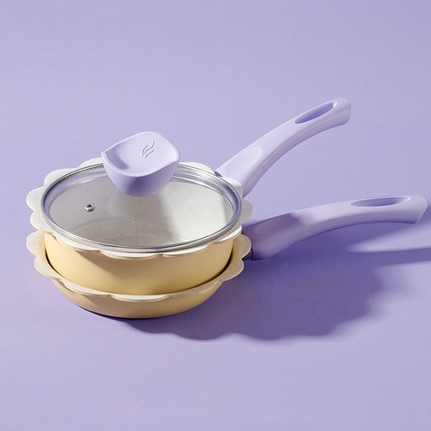 Bộ nồi chảo đá hoa tím okby