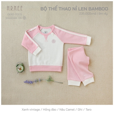 Bộ thể thao nỉ len Bamboo Hồng HRNEE