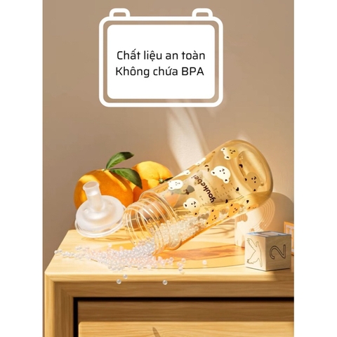 Bình tập hút Youkebei Gấu nâu 300ml