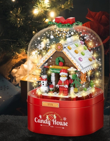 Bộ ghép hình hộp quà Noel phun tuyết kèm nhạc