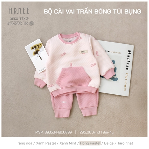 Bộ cài vai chần bông túi bụng HRNEE