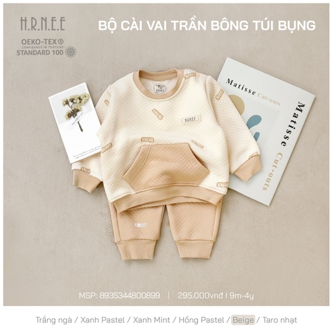 Bộ cài vai chần bông túi bụng HRNEE