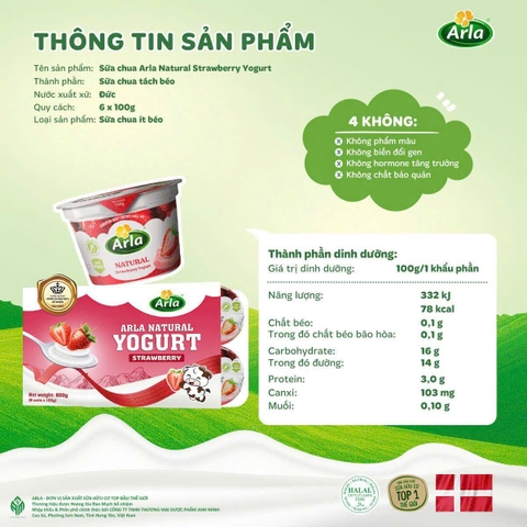 Sữa chua nguội Arla vỉ 6 hộp x 100gr (1 tuổi+)