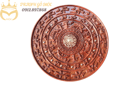 Hộp đựng bánh kẹo Tết bằng gỗ gõ hình tròn 31x10cm - TGM4001