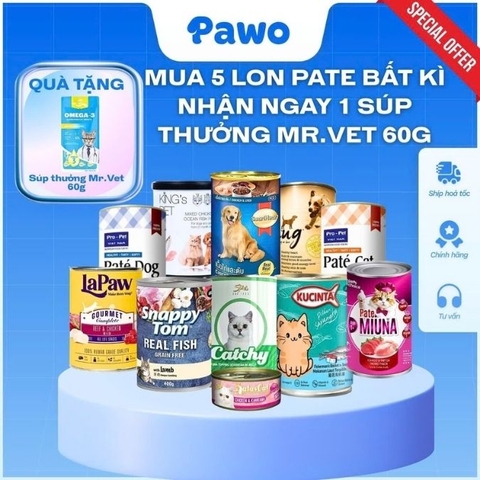 Đại Tiệc Pate: Mua 5 Tặng 1 Súp Thưởng Mr. Vet Tại Pawo Pet Shop Quận 7