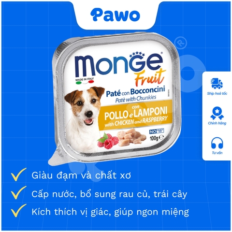 Pate Monge Fresh, Fruit cho chó nhiều vị - hộp 100gr PAWO