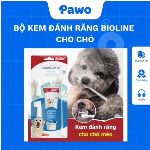 Bộ kem đánh răng cho chó Bioline PAWO