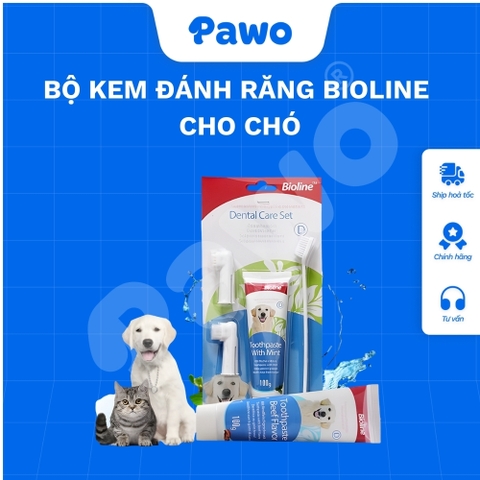 Bộ kem đánh răng cho chó Bioline PAWO