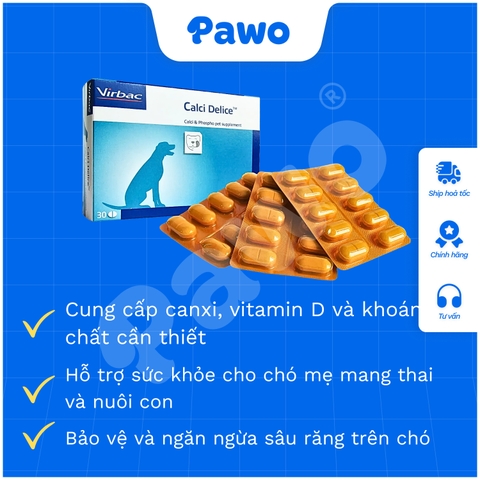 [1 Vỉ] Viên Bổ Sung Canxi Và Khoáng Chất VIRBAC CALCI DELICE Cho Chó - PAWO