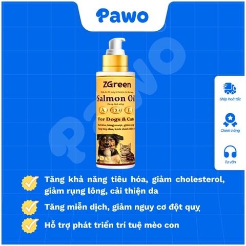 Dầu cá Hồi tổng hợp cho chó mèo ZGreen 100ml PAWO