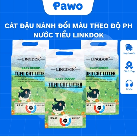 Cát Đậu Nành Đổi Màu Theo Độ PH Nước Tiểu LINGDOK 6L/2,5KG - PAWO