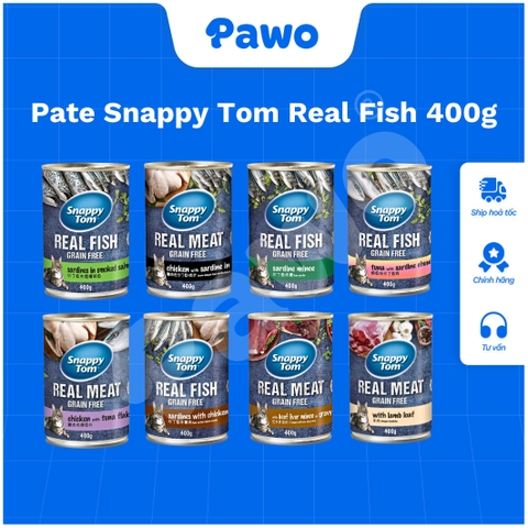 Pate Snappytom Real Fish cho mèo 400g