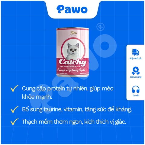Pate Catchy cho mèo nhiều vị lon 400g PAWO