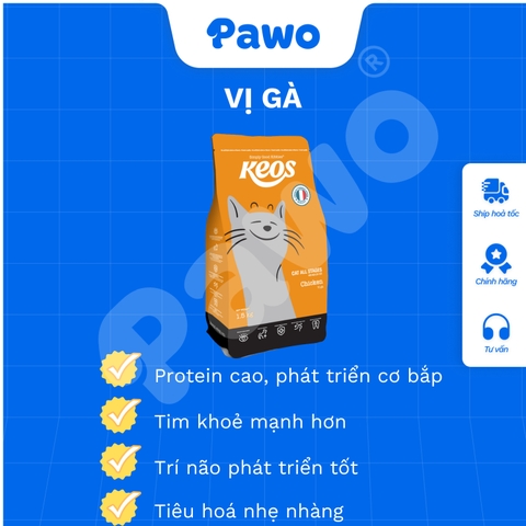 Hạt Keos cho mèo mọi lứa tuổi - Gà 1,5kg PAWO